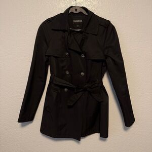 Express Women's Classic Black Trench Coat Preppy